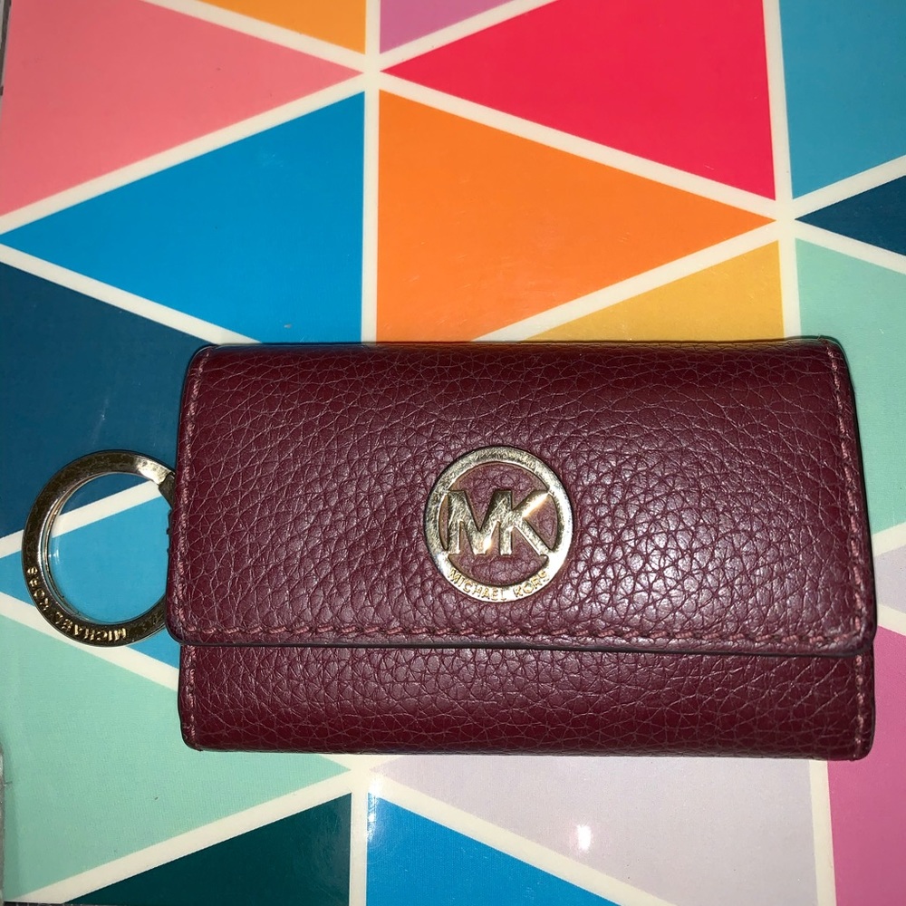 Michael Kors oxblood 6 key ring case pouch